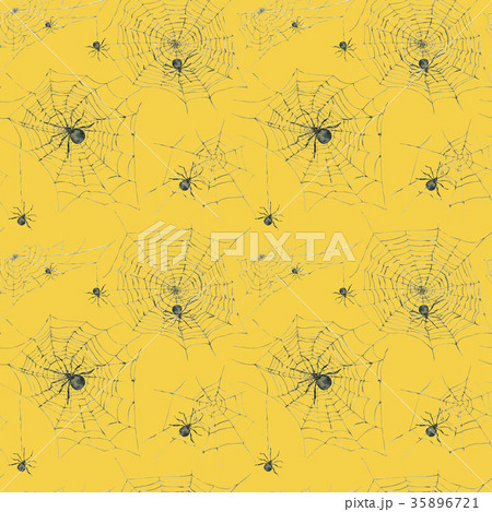 Watercolor seamless pattern with black spider and 35896721