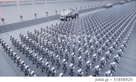 invasion of military robots. Dramatic apocalypse 35898920