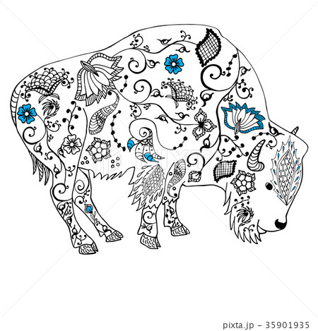 Bison hand drawn. Doodle . Object isolated. 35901935