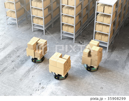 荷物を運搬する自動運搬ロボット。物流支援ロボットのコンセプト 荷物を運搬する自動運搬ロボット。物流支援ロボットのコンセプト 35908299