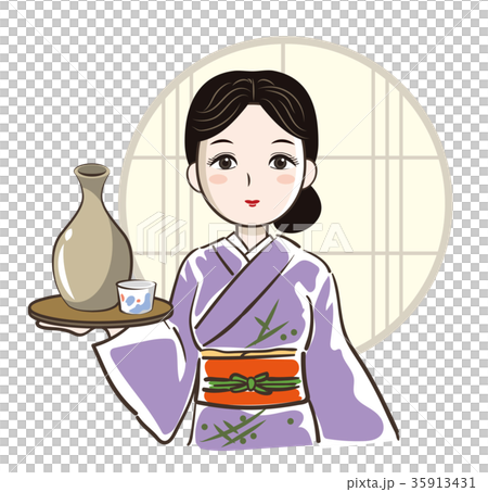 Woman carrying sake Woman carrying sake 35913431