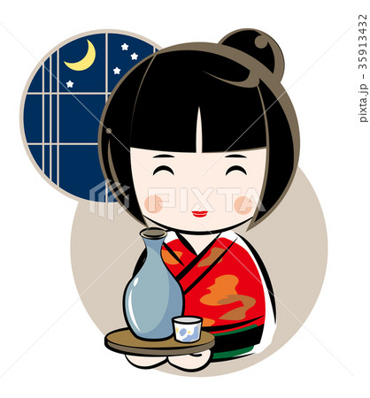 日本酒を運ぶ女性 35913432