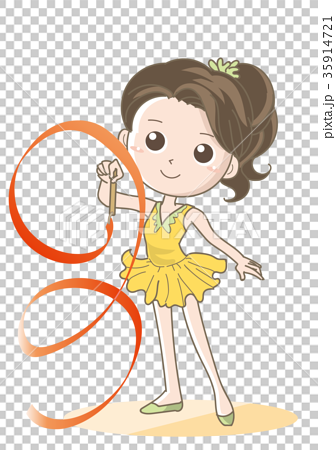 新体操 リボン競技 女性キャラクターのイラスト素材 35914721 Pixta