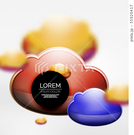 Vector 3d realistic clouds in grey space 35920417