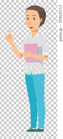 Illustration of a man wearing a short sleeved shirt pointing at a file Illustration of a man wearing a short sleeved shirt pointing at a file 35920717
