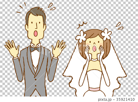 Wedding bride and groom surprised 35921410