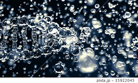 Transparent DNA molecule model against dark blue 35922045