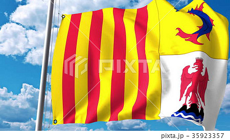 Waving flag of Provence-Alpes-Cote d'Azur, a 35923357