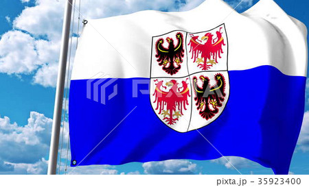 Waving flag of Trentino-Alto Adige, a region of Waving flag of Trentino-Alto Adige, a region of 35923400