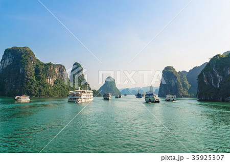 Beautiful Halong Bay landscape view in Vietnam. 35925307
