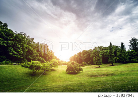 Rural landscape with a beautiful sunset Rural landscape with a beautiful sunset 35927045