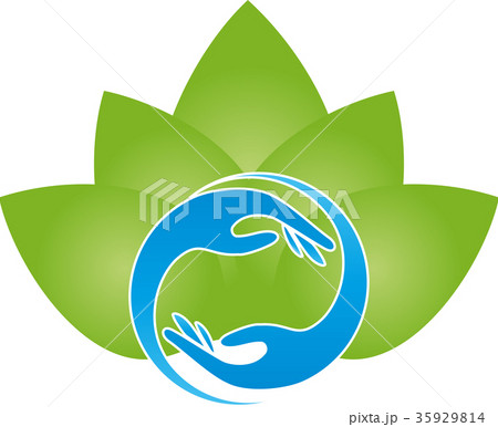 Two hands and leaves, wellness, naturopath, logo 35929814