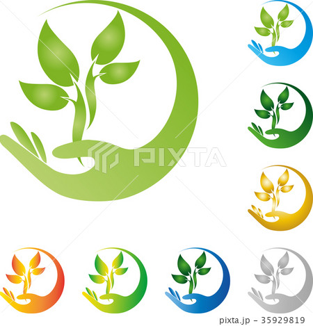 Hand and leaves, gardener, naturopath, logo Hand and leaves, gardener, naturopath, logo 35929819