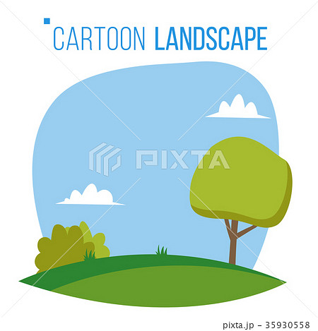 Cartoon Landscape Background Vector. Spring Cartoon Landscape Background Vector. Spring 35930558