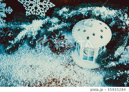 Christmas lantern with lit by candles, Christmas Christmas lantern with lit by candles, Christmas 35935284