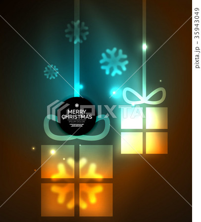 Glowing gift boxes with snowflakes, Christmas and 35943049