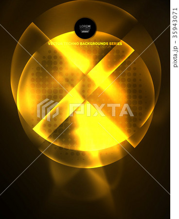 Circular glowing neon shapes, techno background Circular glowing neon shapes, techno background 35943071