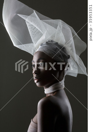 Beautiful african girl with veil hat 35953351