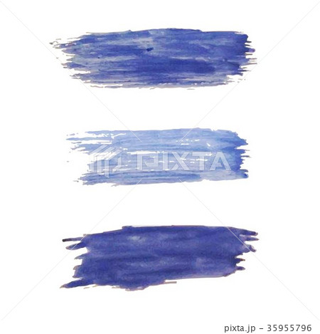 set of blue color grunge artistic brush strokes 35955796