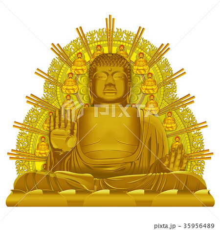 金の奈良の大仏イメージのイラスト素材 35956489 Pixta