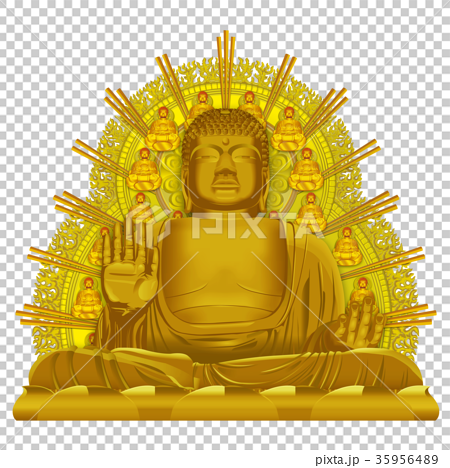 金の奈良の大仏イメージのイラスト素材