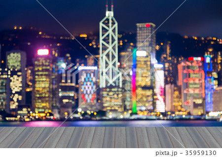 Office building nigh blurred bokeh light 35959130