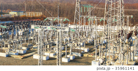 High voltage power transformer substation. 35961141