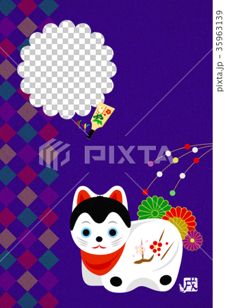 年賀状_戌(藍) 年賀状_戌(藍) 35963139