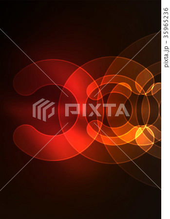 Round glowing elements on dark space, abstract 35965236