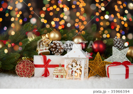 christmas decoration as background, gifts 35966394