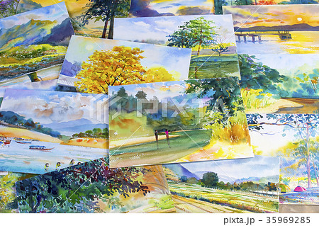 Watercolor paint a photography including memorie. Watercolor paint a photography including memorie. 35969285