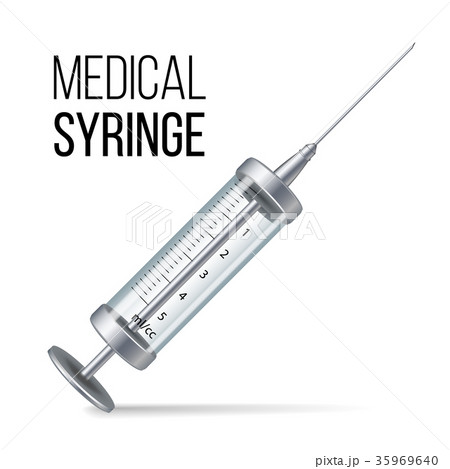 Glass Medical Syringe Isolated Vector. Glass Medical Syringe Isolated Vector. 35969640