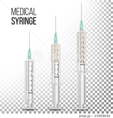 Vector Plastic Medical Syringe Isolated 35969646
