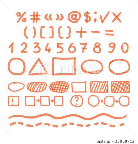 Marker Hand Written Doodle Numbers  35969712