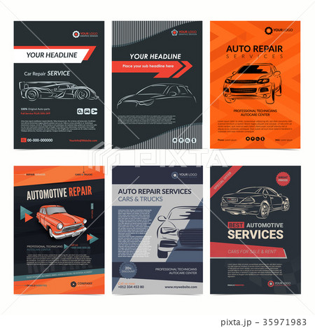 auto repair services business layout templatesのイラスト素材