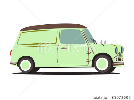 ブリティッシュヒストリックカー　バンタイプ　グリーン系　自動車イラスト 35973609