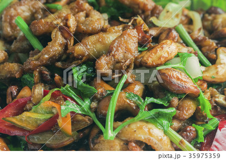 Fried Chicken with Cashew Nut red orange chilli Fried Chicken with Cashew Nut red orange chilli 35975359