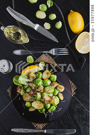 Roasted Brussel Sprouts with Parmesan cheese 35977898