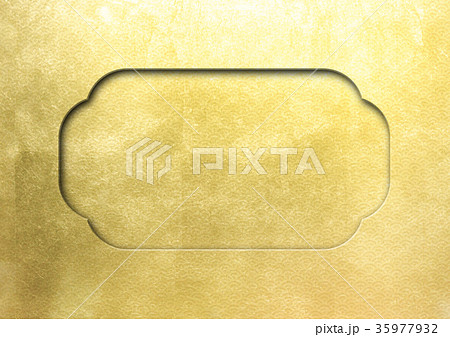 フレーム金_青海波（背景素材）金 35977932