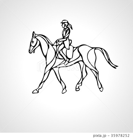 Horse race. Equestrian sport. Silhouette of racing Horse race. Equestrian sport. Silhouette of racing 35978252