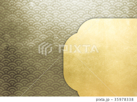フレーム_箔(背景素材)金_薄金(青海波) フレーム_箔(背景素材)金_薄金(青海波) 35978338
