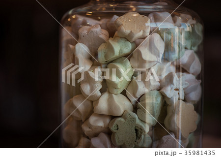Marshmallows in glass jar 35981435