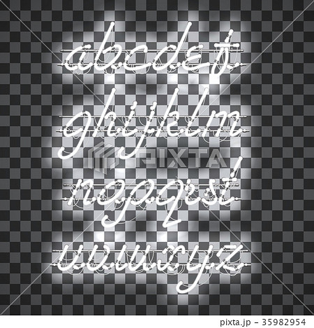 Glowing White Neon Lowercase Script Font 35982954