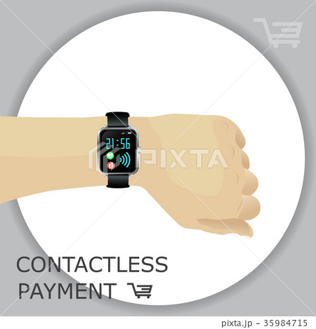 Human hand with wireless smartwatch with time 35984715