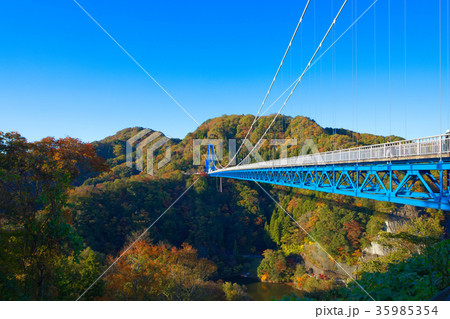 竜神峡　竜神大吊橋　紅葉 35985354