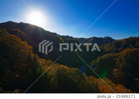 竜神峡 竜神大吊橋 紅葉 光芒 竜神峡 竜神大吊橋 紅葉 光芒 35986271