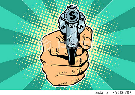 dollar currency money Finance revolver in hand 35986782