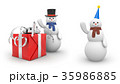 Snowman with giftbox and snowman with festive hat 35986885