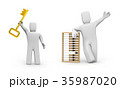 Person with abacus and person with gold key 35987020