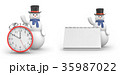 Snowman with alarm clock and snowman with calendar 35987022